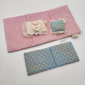 Barbie Dream House Bedding Lot of Mattress Pad & Pillows Pink Blue Reversible